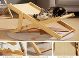 Adjustable Elevated Cat Chair Bed, Relaxation Cat Bed with Durable and Non-Shedding Sisal Scratcher, V1369-AZ3-W-04965