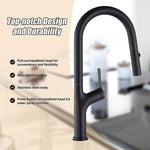 Kitchen Laundry Bathroom Basin Sink Pull Out Mixer Tap Faucet in Black V63-847991