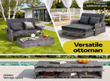 Gardeon Outdoor Day Bed Sun Lounge Setting Wicker Lounger Patio Furniture Grey ODF-SUNBED-RCL-GE-AB