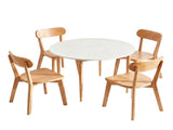 Artiss Round Dining Table and Chairs Set 5 PCS, 108cm Compact Kitchen Table Set with Solid Pine Wood DSET-TAB01-RUB-WDX4