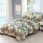 Soft Floral Leaf Comforter Set, King Size, Warm Quilted Bedding with Pillowcases V745-MAB010936AJ3