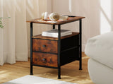 Levede Bedside Table Side Table 2 Drawers Cabinet Brown NI1073-BR-AU