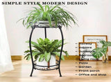 Plant Stand Indoor Outdoor 2 Tier 25inch Tall Metal Potted Holder Flower Pot Stand Heavy Duty Plant V1192-AZ-W-22069