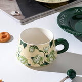 2X High-Fired Ceramic Porcelain Cup & Saucer Set 300ml Vintage Floral Tea Spoon GREEN V274-HA-LA-P0024822-GNYE