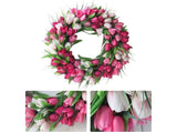 Artificial Tulip Flowers for Front Door Farmhouse Pink Spring Flower Branch Door V1263-JX-1659