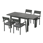 Gardeon Outdoor Dining Set 5 Piece Aluminum Extendable Table Setting Black FF-DINING-5CLS-BK-ABC