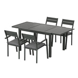 Gardeon Outdoor Dining Set 5 Piece Aluminum Extendable Table Setting Black FF-DINING-5CLS-BK-ABC