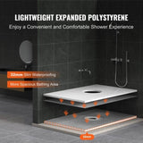 Shower Curb Kit, 1219x1828mm Shower Pan Kit with 160mm Central Drain, Lightweight EPS Shower V952-LYAZDB4872YCFXDWCV0