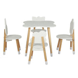 Keezi 5PCS Kids Table and Chairs Set Children Activity Study Play Desk White KTC-MFL-WHWD