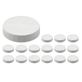 White Plastic Wide-Mouth Jar Replacement Lids 16 Pack Airtight Canning Container Cover V1369-AZ3-W-14805
