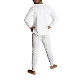 2pcs Set Mens Merino Wool Blend Long Sleeve Thermal Top & Long Johns Pants Underwear - Beige - S V563-BB-2PCMSET-BG-S