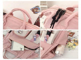 Cute Backpack with Cute Pin Accessories Plush Pendant Cute School Backpack Cute Aesthetic V1370-AZ4-06113