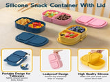 3 Pack Silicone Lunch Boxes Reusable with Lids Mini Double Compartment Portable Food Storage V1258-DP02-BOL-368