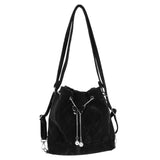 Black Convertible Bucket Handbag with Adjustable Shoulder Straps for Comfortable, Versatile Everyday V1369-AZ3-W-21631