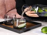 Bedside Glass Pitcher Set 4 Cups Lid 1200ml Capacity Drinking Glasses for Nightstand Colorful V1294-YM0716-230103YF11-4
