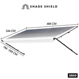 Shade Shield 16ft x 8ft Caravan Retractable Awning, Powder Coated 6063 Aluminium and Vinyl, for V219-VAWMANSS16KA