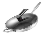 Stainless Steel Wok Pan Double Sided Honeycomb 3 Layer Prevent Sticking Easy Cleaning Wok for V1294-YM0717-3118220189614
