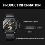 Waterproof Luminous Square Quartz Watch In Black Steel And Rose Gold - 30M PRL-5096343060DBT