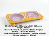 Pink Ceramic Floral Cat Slow Feeder Set - Dishwasher Safe Pet Dual Dining V888-ELOSUNG49894