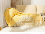 Red Elegant Herringbone Tassel Throw Blanket - Large Acrylic Faux Cashmere Soft Cozy Blanket for V888-ELOSUNG32127