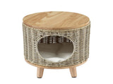 Gardeon Coffee Side Table Wicker Steel Desk Pet Bed Storage Outdoor Furniture FF-COFFEE-TB-WD-BE