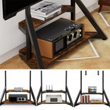 2 Tiers Black Shelves Heavy Duty Universal Tv Floor Stand For 32-75 Inches V767-U-Z1187