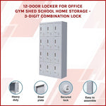 12-Door Locker for Office Gym Shed School Home Storage - 3-Digit Combination Lock V63-839071