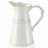 White Ceramic Pitcher Vase, Flower Vase Pitcher,Farmhouse Vase for Decor, 8.5inch Jug Vase. for V1192-AZ-W-22706