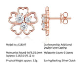 Elegant Rose Gold Plated Sterling Silver Heart-Shaped Moissanite Earrings with Clover Design, V1341-ZY-DWCWQ3SY-MOISSANITE-PREMIUMS925