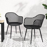 Gardeon 4PC Outdoor Dining Chairs PP Lounge Chair Patio Furniture Garden Black ODF-CHAIR-PP130-BK-4X