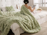 Green Luxury Tuscany Fleece Rabbit Fur Bubble Blanket - Double-Sided Thickened Soft Plush Extra V888-ELOSUNG49340
