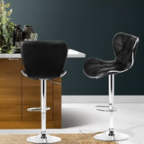 Artiss 2x Bar Stools Gas Lift Leather Seat Black BA-TW-NEW4045-BKX2