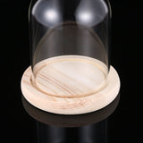 Transparent Flower Glass Cover with Wooden Base for DIY Flower Display and Home Decoration V1366-AZ2-W-12386