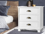 Artiss 2x Bedside Table 3 Drawers Vintage - THYME White ST-CAB-B-3D-WHX2