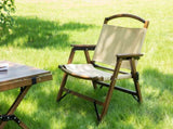 4x Bamboo Foldable Outdoor Camping Chair Wooden Travel Picnic Park Folding - Khaki/Beige V563-75622-KHAKI-4PCS
