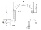 Matt Black Round Gooseneck Arm Faucet Outlet Wall Mounted Bath Tub Filler Spout V1233-SP913BL