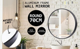 2 Set Wall Mirror Round Aluminum Frame Bathroom 70cm BLACK V274-FT-BM-ALUR-BK70-X2