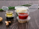 50 Sets - 4 Oz Small Plastic Containers with Lids - Portion Cups for Sauces, Condiments - Disposable V1369-AZ3-W-20329