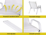 Gardeon 4PC Outdoor Dining Chairs Stackable Lounge Chair Patio Furniture White FF-STA-CHAIR-WH-X4