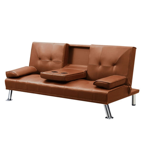 Levede Sofa Bed Adjustable Recliner Brown DH1027-BR