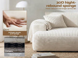 Artiss 3 Seater Modular Sofa Bed Sectional Boneless Couches for Living Room Corduroy Compressed Sofa SBED-K-CDY-4S-WH-ABC