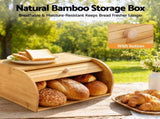 Artiss Bamboo Bread Box Bin Roll Top Kitchen Countertop Storage 45cm Natural BBX-1T-ROLL-WD