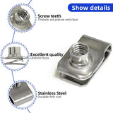 1/4"-20 U-Style Clip-On Nut, U-Type Stainless Steel 18-8 Regular Extruded U-Nut, Pack of 20 V1188-CYX-LHJ-1447