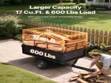 Garden Utility Trailer, 17 Cu. Ft & 272 kg Capacity, ATV UTV Hauling Trailer, Tow Behind Steel Dump V952-HYTCHSTPK17CFT3NV001V0