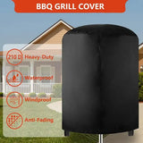 Round Grill Cover 210D Oxford Fabric Waterproof Tear Resistant UV Resistant for Outdoor BBQ Grills V1189-LC-HW-00459