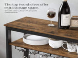 CARLA HOME Large Rack with Glass Holder, Metal Designed Bottle Holder and Wood Countertop up to LSB-36268