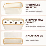 CARLA HOME 2 pack Toilet Paper Storage Basket Holds Up to 12 Rolls with Bamboo Lid and Handle for RV LSB-36239