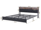 Artiss King Bed Frame with LED Lights and Storage Headboard Charging Station BFRAME-J-MEL-K-BK-AB