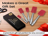 Gourmet Easy 5pcs Silicone Spatula Set, Heat Resistant with Stainless Steel Handle V1376-UTEN5RED