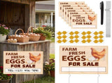 6/10 Pcs Eggs Metal Sign 14 x 11 inches with Stakes Marker Pen Arrow Stickers Weatherproof V1366-AZ2-W-15024